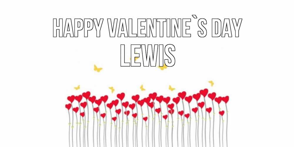 Greetings card с именем, Lewis Happy Valentine`s Day шары много на палочках Greetings with text for free download 